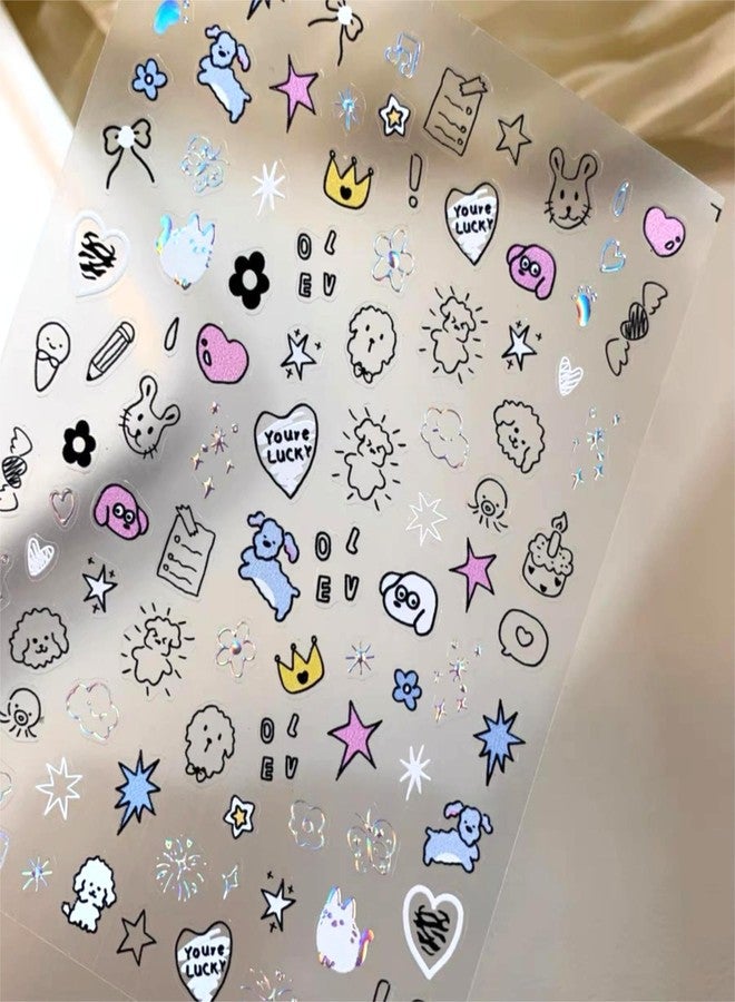 Dedyel 5D Embossed Cute Nail Art Stickers Cartoon Kawaii Design Anime Self Adhesive Nail Stickers for Women Kids Girls Nails Art Decorations - Image 5